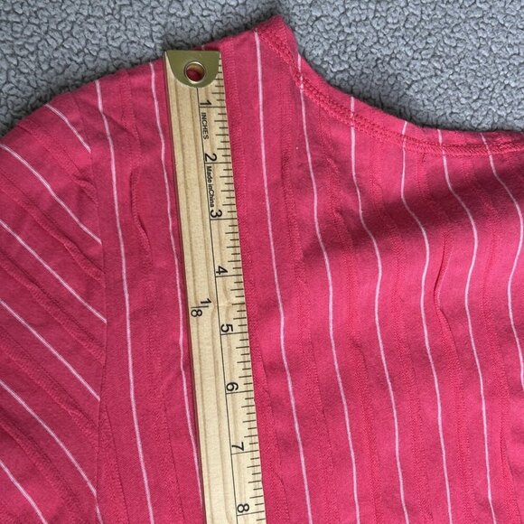 Habitat Shirt Womens XL Coral White Striped Short Sleeve Tunic Top 100% Cotton - Picture 10 of 11